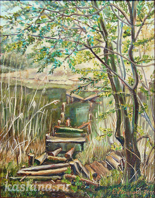 "Деревенская переправа", картина Евгении Кашиной "Деревенская переправа", картина Евгении Кашиной