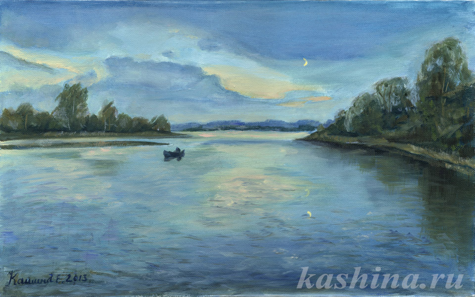 "Ночная рыбалка" картина Евгении Кашиной "Ночная рыбалка" картина Евгении Кашиной