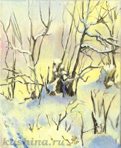 "Зимнее солнце", картина Евгении Кашиной "Зимнее солнце", картина Евгении Кашиной
